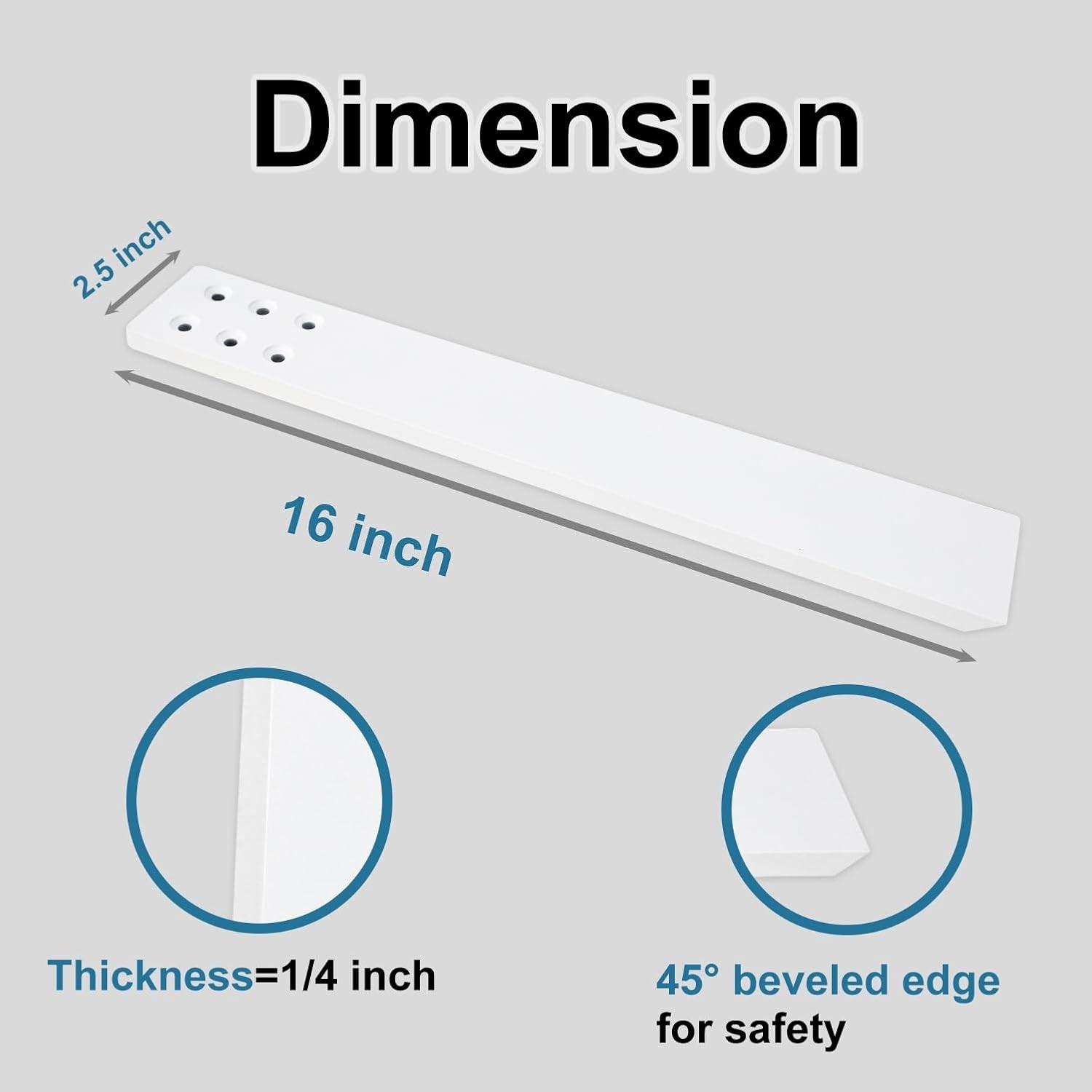 Countertop Support Bracket 3 Pack 16″ Lx 2.5″ W Hidden White Knee Wall Suppor…