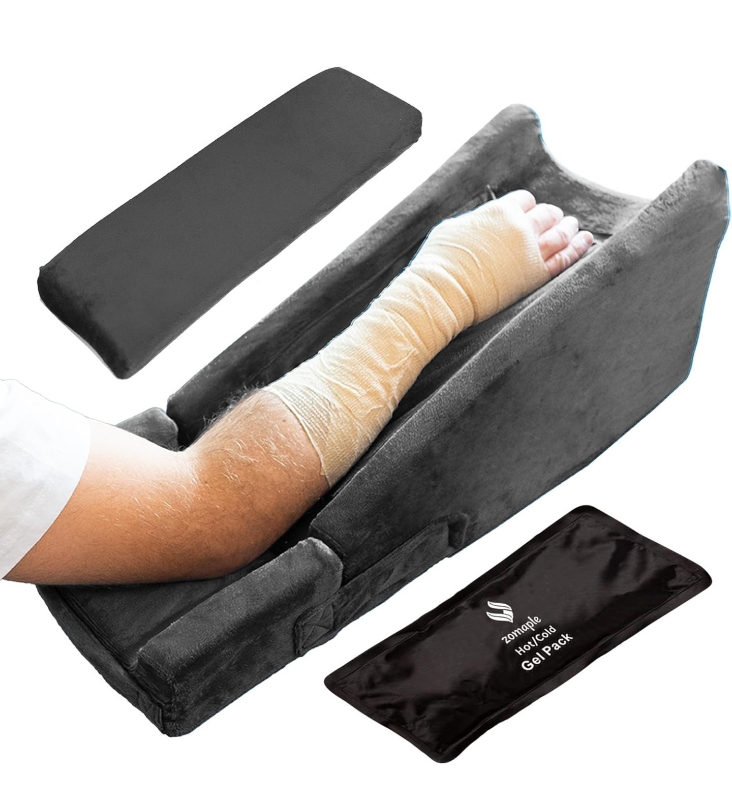Zomaple Arm Sling Immobilizer Support Pillow w/ Hot/Cold Gel Pack, Gray, OS