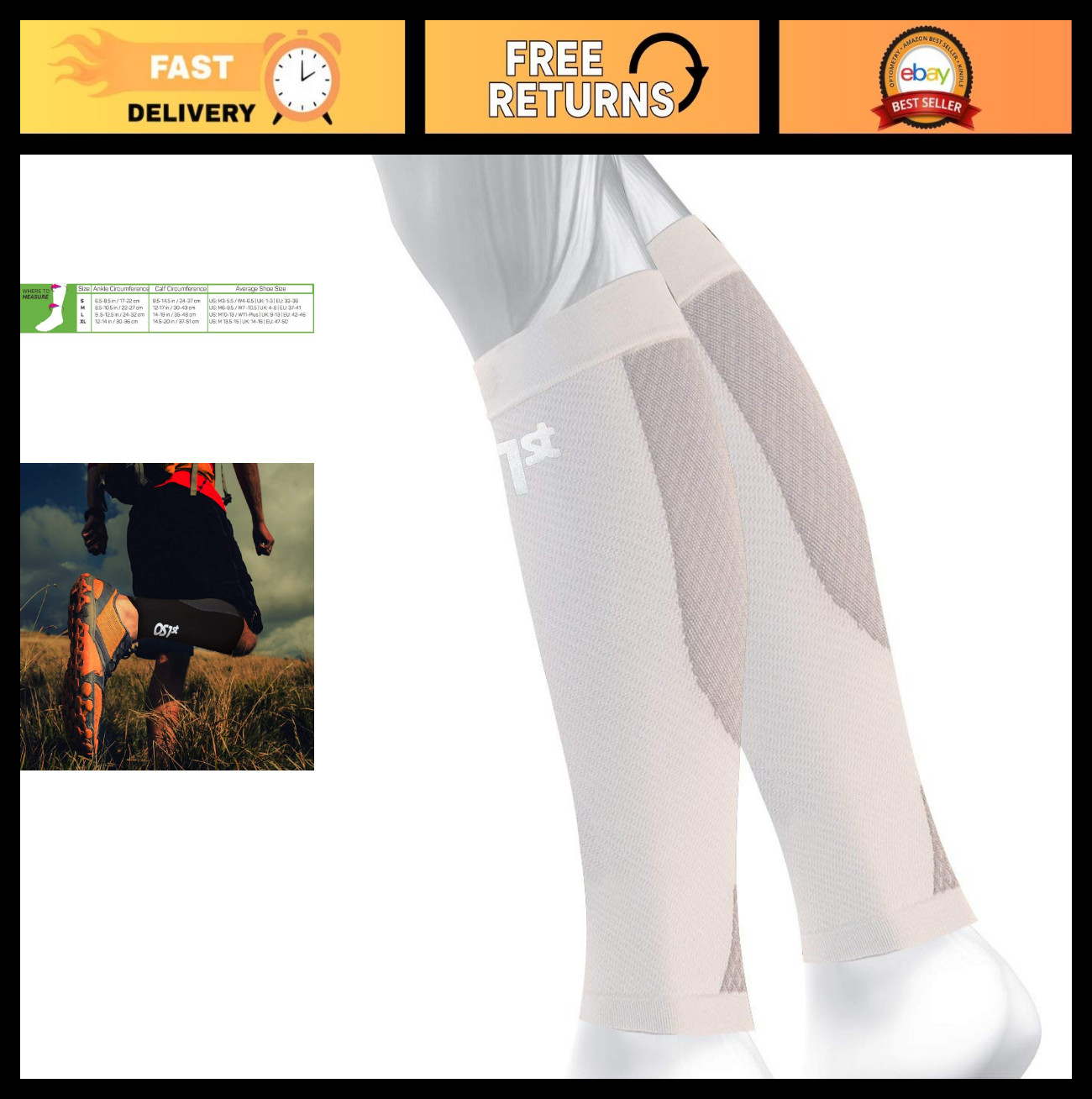 Calf Compression Sleeves for Men & Women – Relieve Shin Splints, Reduce Leg Fati