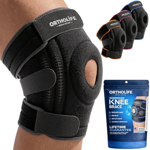 Knee Brace for Women and Men with Patella Gel Pad & 4 Side X-Large Gray