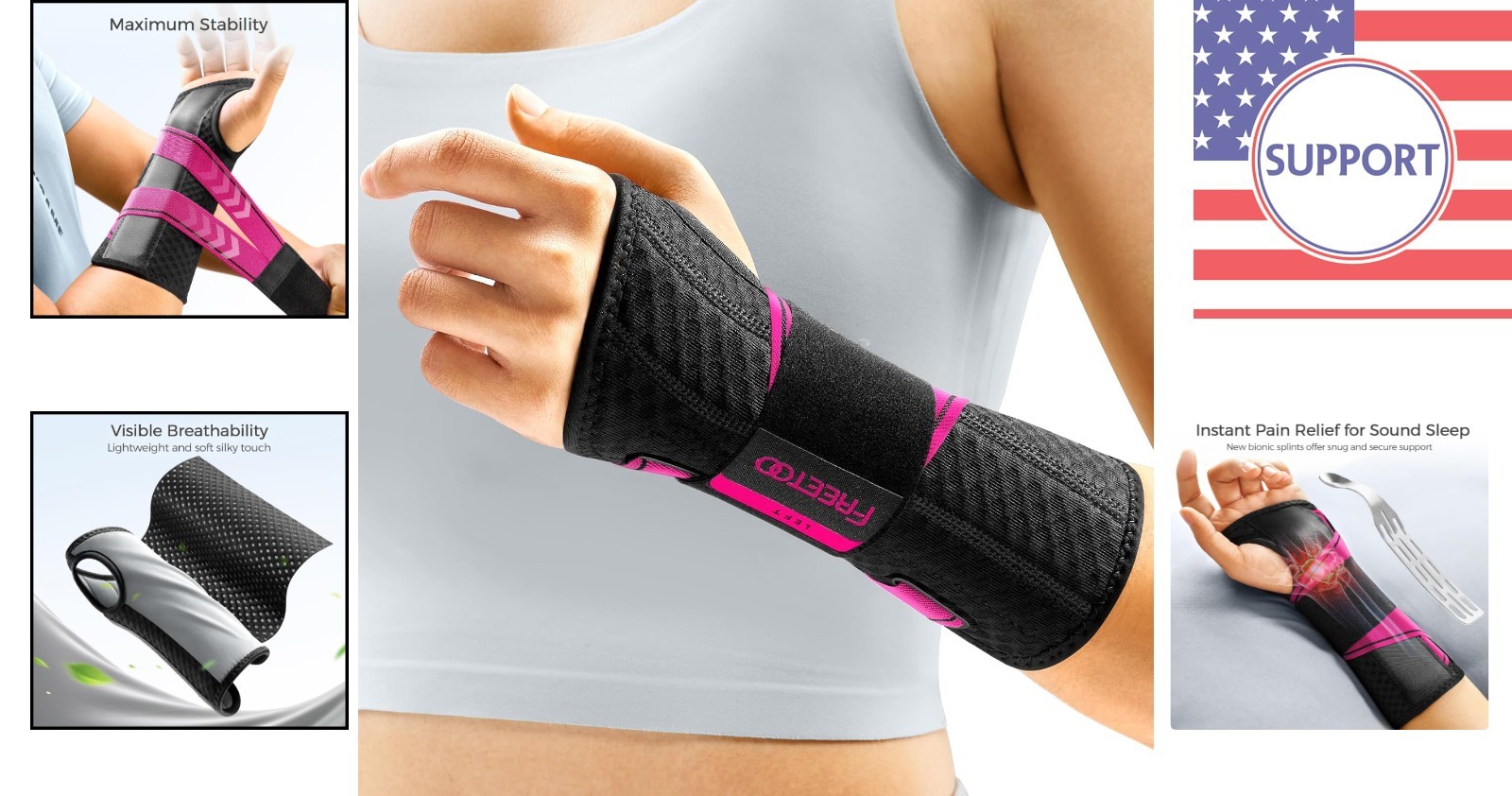 Lightweight Adjustable Wrist Splint for Arthritis & Tendonitis – Left Hand
