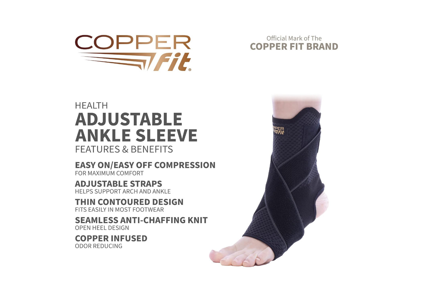 Copper Fit Health+ Ankle Sleeve Compression Support L/Xl; New