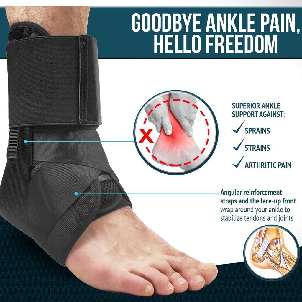 Support Ankle Brace Plantar Fasciitis Lace Up Stabilizer Sprain Wrap Pain Relief