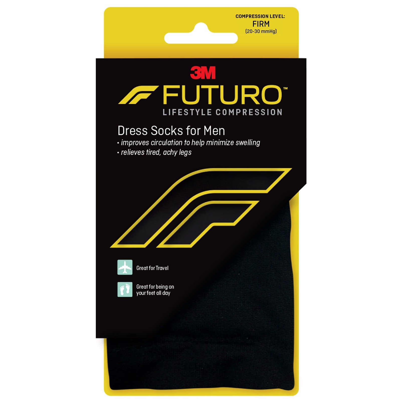 Dress Socks for Men, Medium, Black, Firm (20-30 mm/Hg)