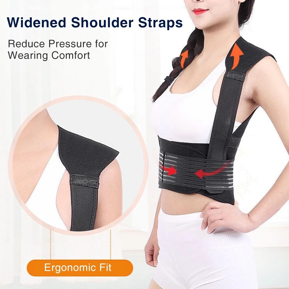 Adjustable Posture Corrector Low Back Support Shoulder Brace Belt Heated Vest