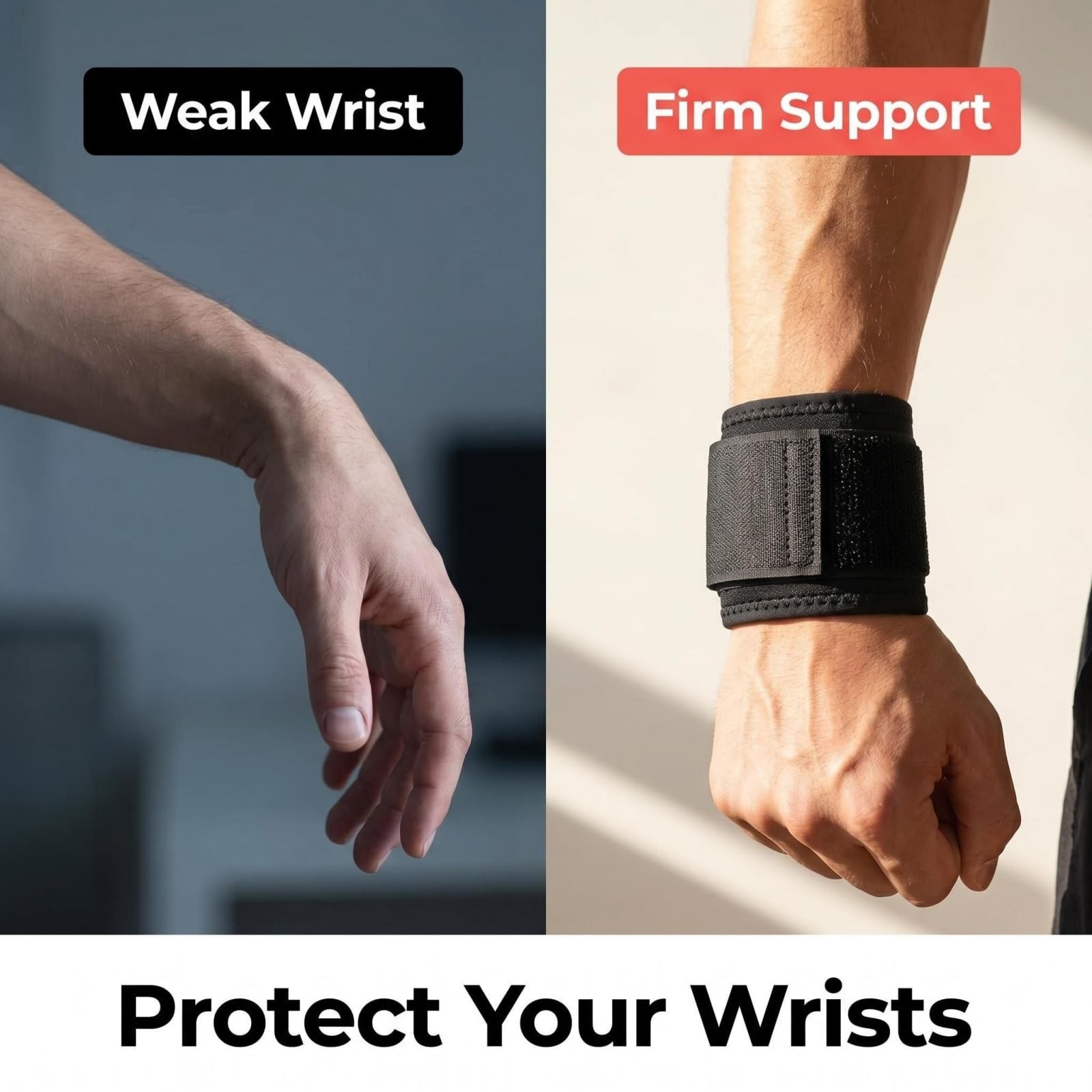 SUXEOTS Adjustable Wrist Support Brace, Compression Wraps for Men Black