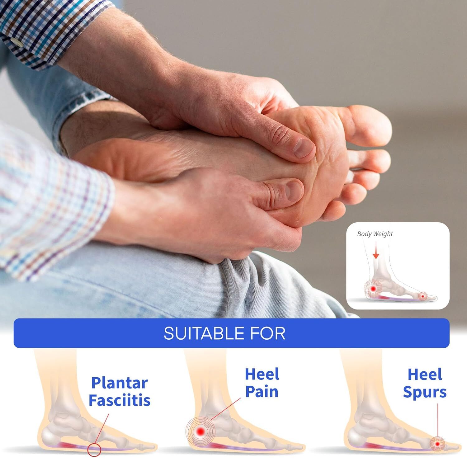 Plantar Fasciitis Relief Heel Cups for Foot Pain Relief Elastic Gel Pads Gifts