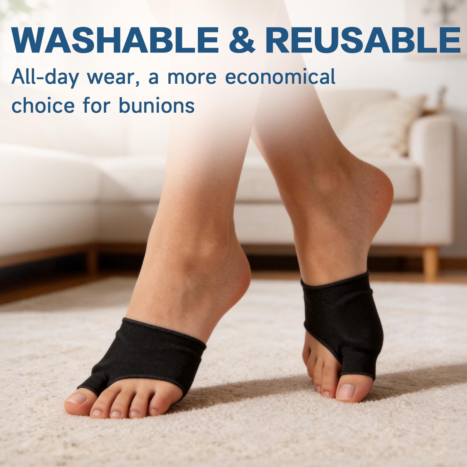 TEAWOO 2Pcs Bunion Relief Sleeves, Big Toe Corrector One Size, Black