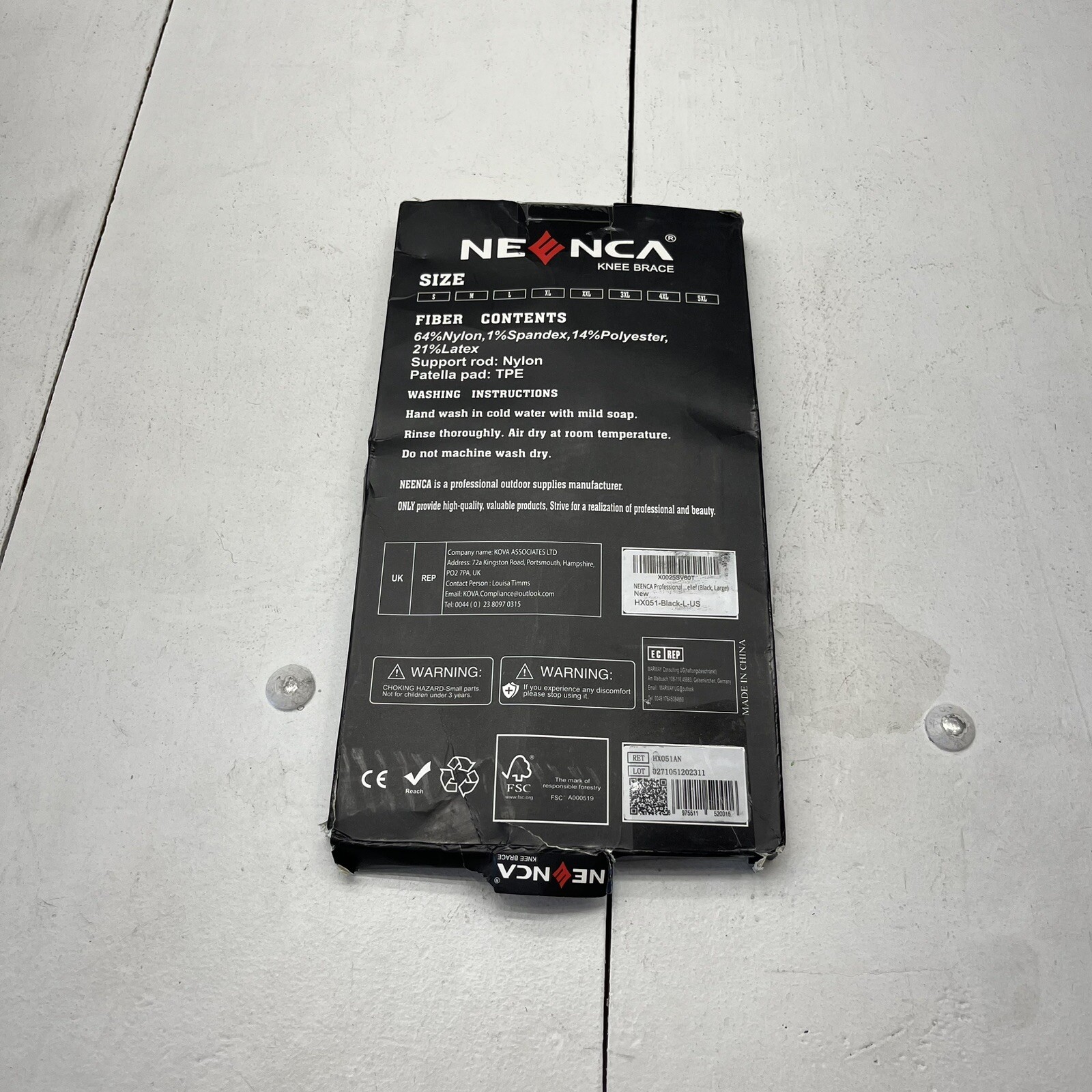 Neenca Black Professional Knee Brace For Pain Relief Unisex Adult Size Large