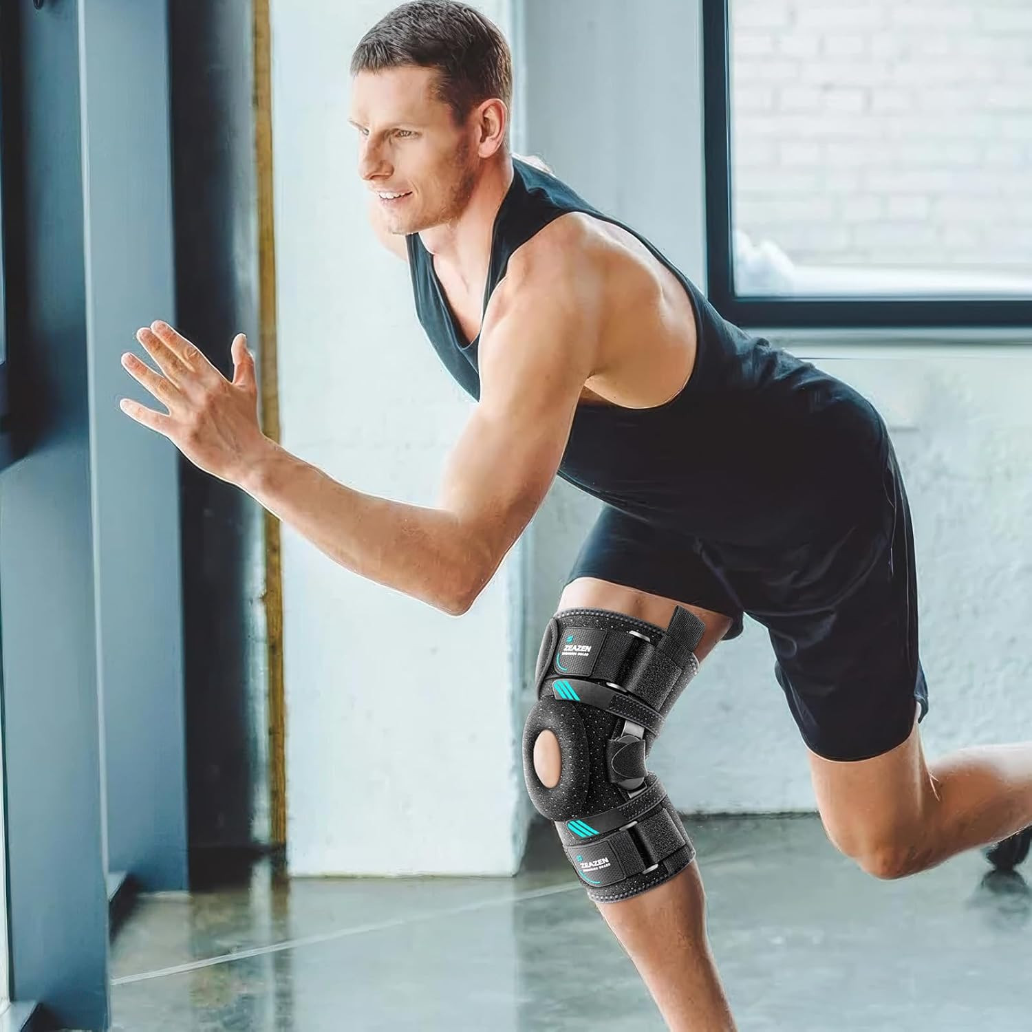 Hinged Knee Brace with Dual Metal Side Stabilizers & Patella Support – Adjustabl