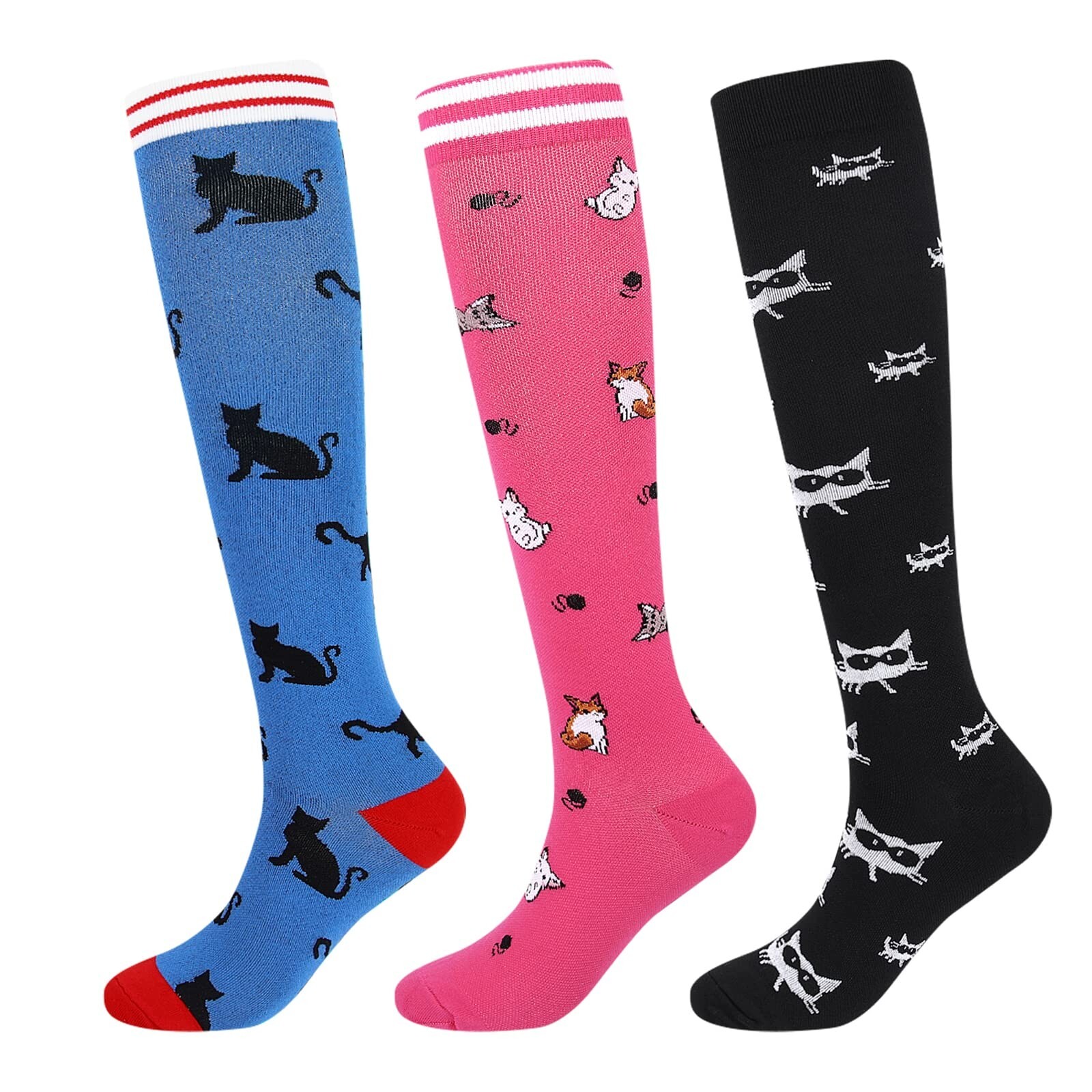 Junely 3 Pairs Compression Socks for Women Knee High for Running Work Support…