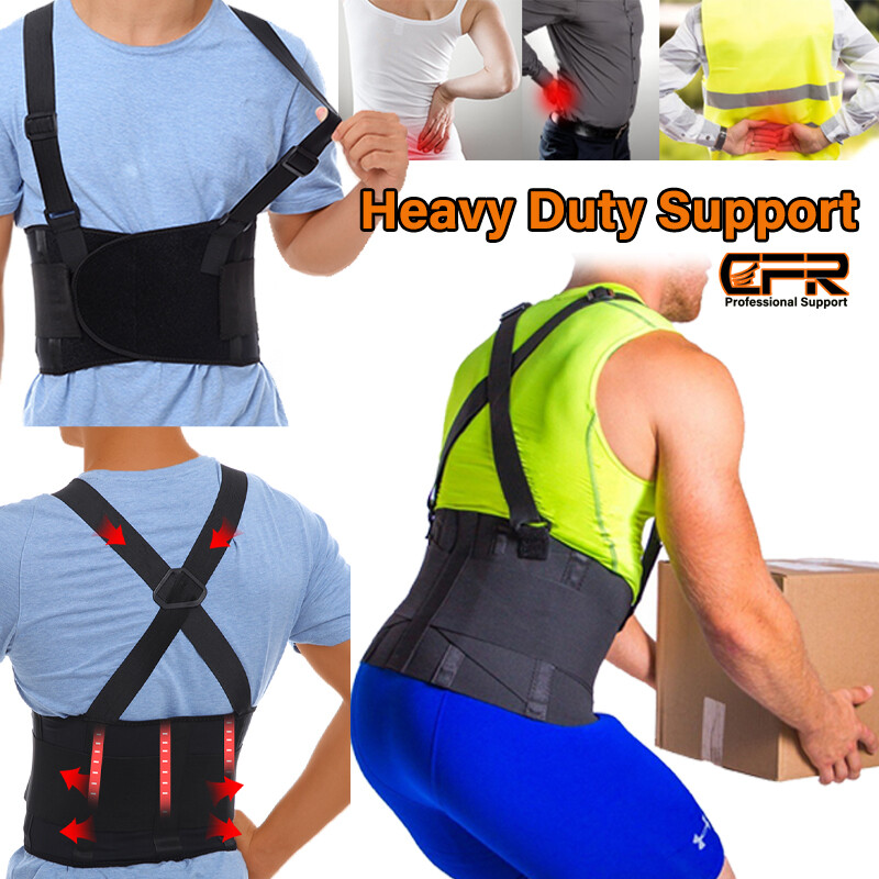 Back Waist Support Heavy Duty Lift Lumbar Lower Belt Brace Suspenders Industrial