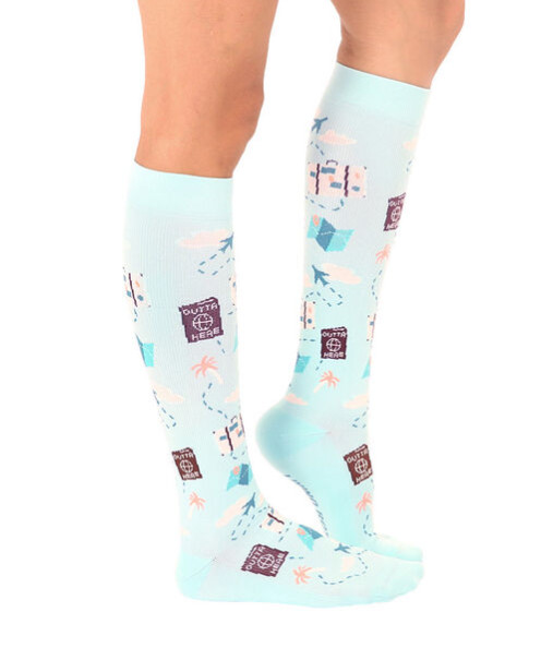 Compression Socks Knee High Unisex – Travel Pattern One Size