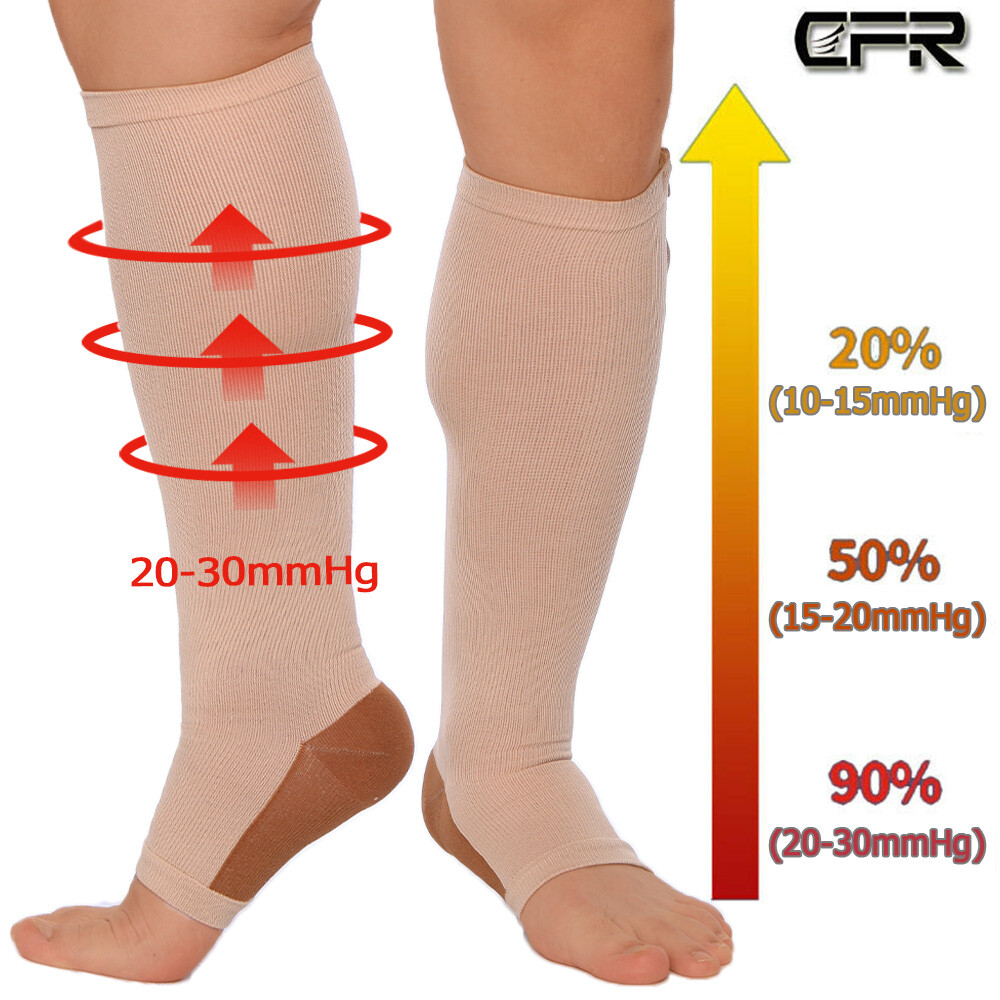 Zipper Compression Socks Stockings 20-30mmHg Sport Varicose Veins Arthritis Wrap