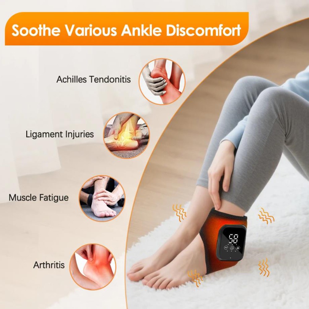 Pair Cordless Foot Ankle Massager Pain Relief with 3 Heat & 3 Vibration Modes