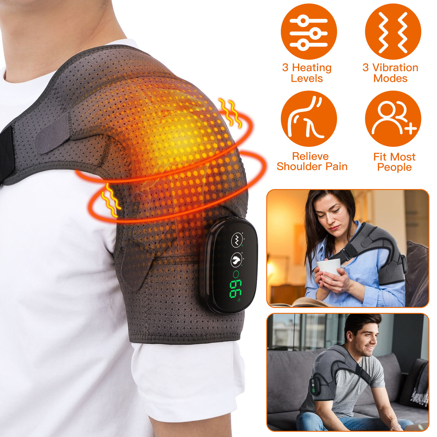 Heated Shoulder Brace Electric Heating Pad Therapy Wrap Muscles