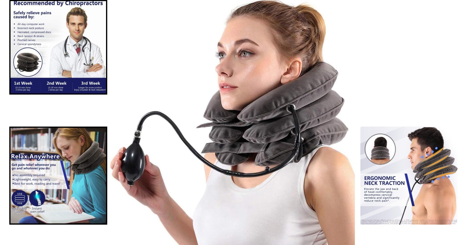 Adjustable Neck Traction Pillow – Ideal for Instant Neck Pain Relief & Travel