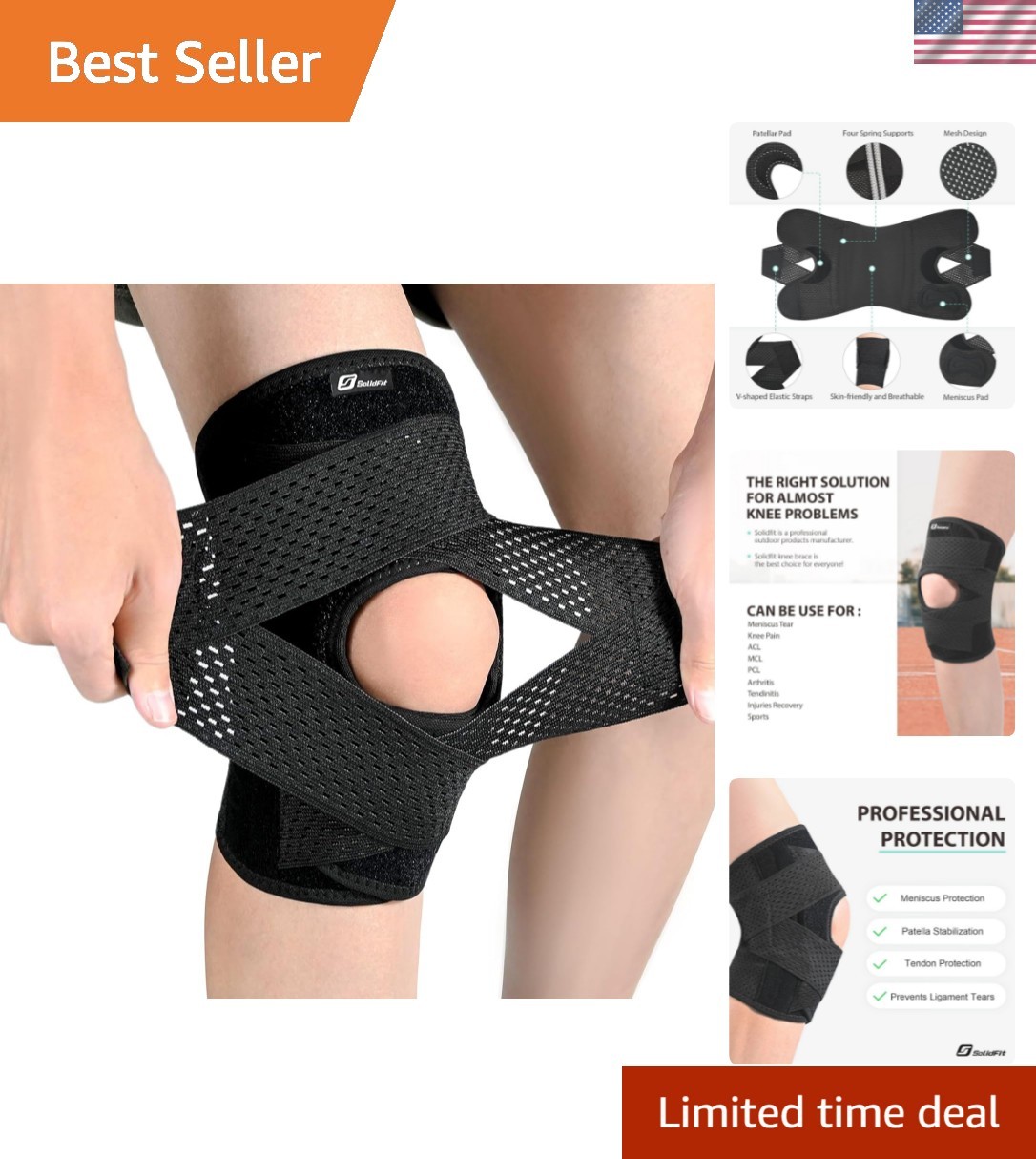 Knee Brace with Side Stabilizers for Meniscus Tear, Adjustable Knee Wrap for …