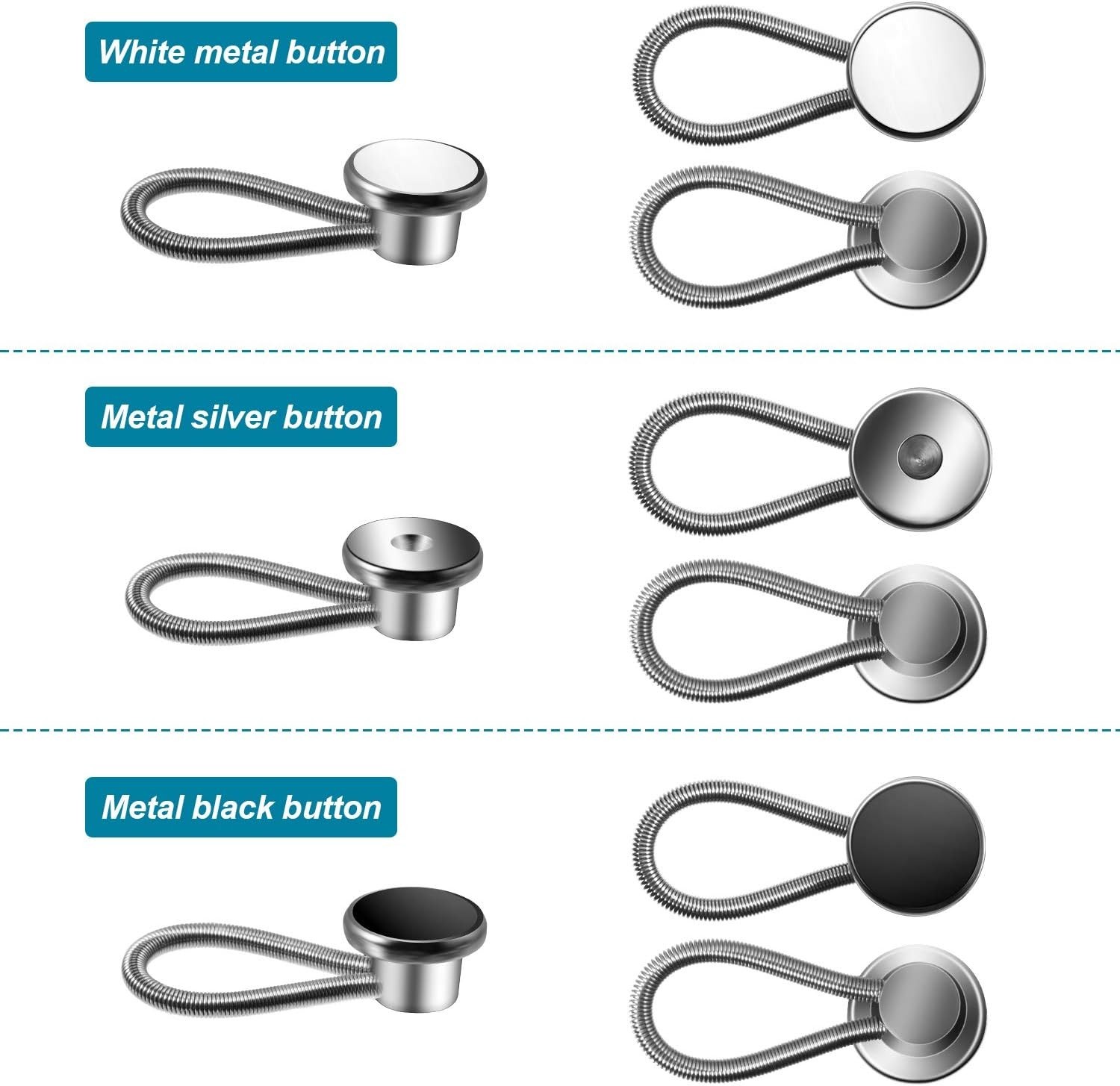 WILLBOND 24 Pcs Collar Extenders Elastic Button Neck Relief Black White