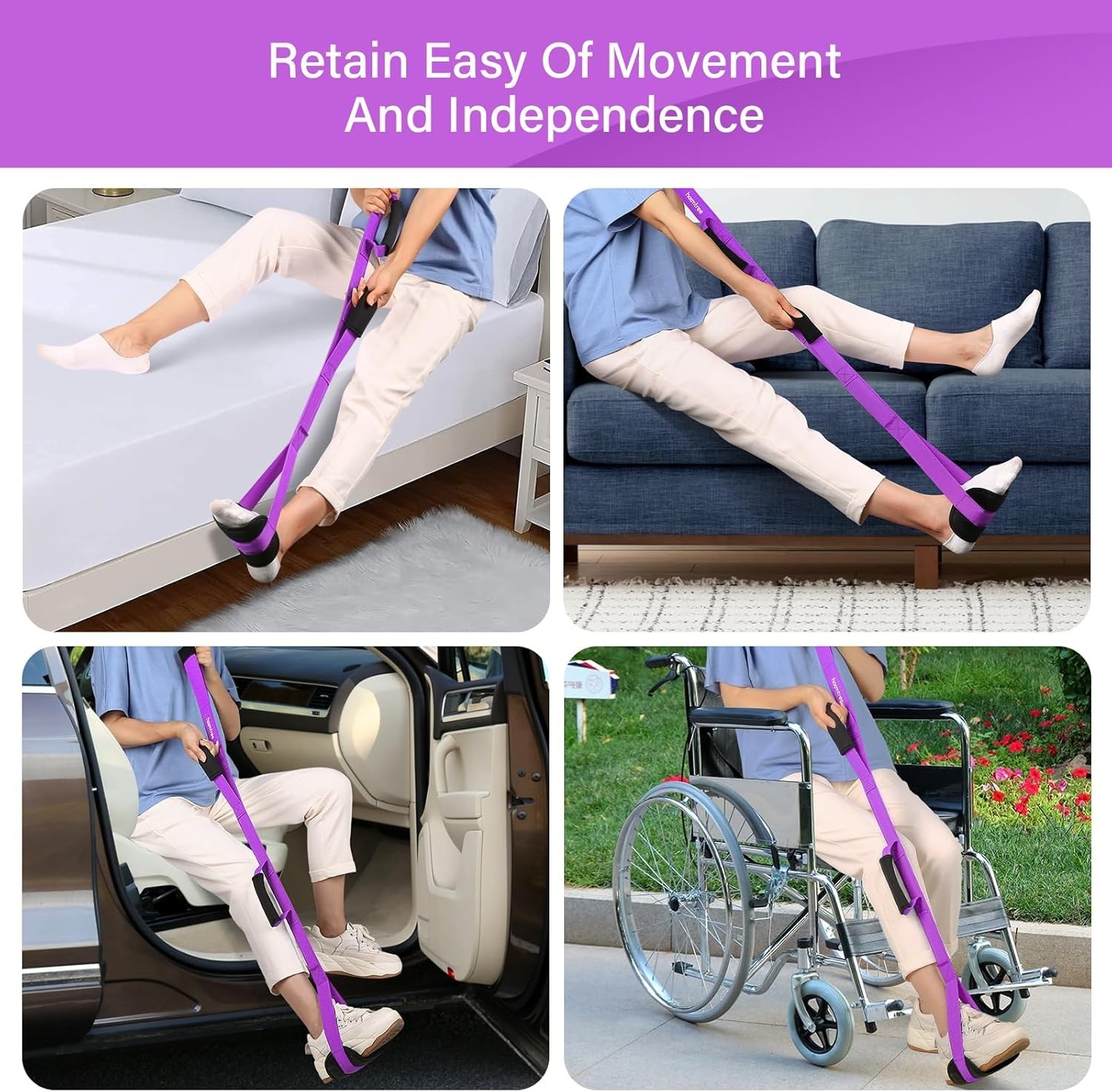 39” Long Leg Lifter Strap with Padded Handgrips and Feet Loop,Rigid Leg Lift…