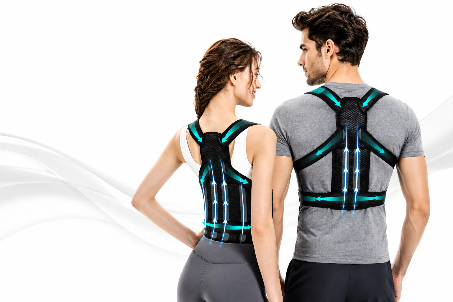 Posture Corrector Support Magnetic Back Shoulder Brace Belt Band Men Women- New