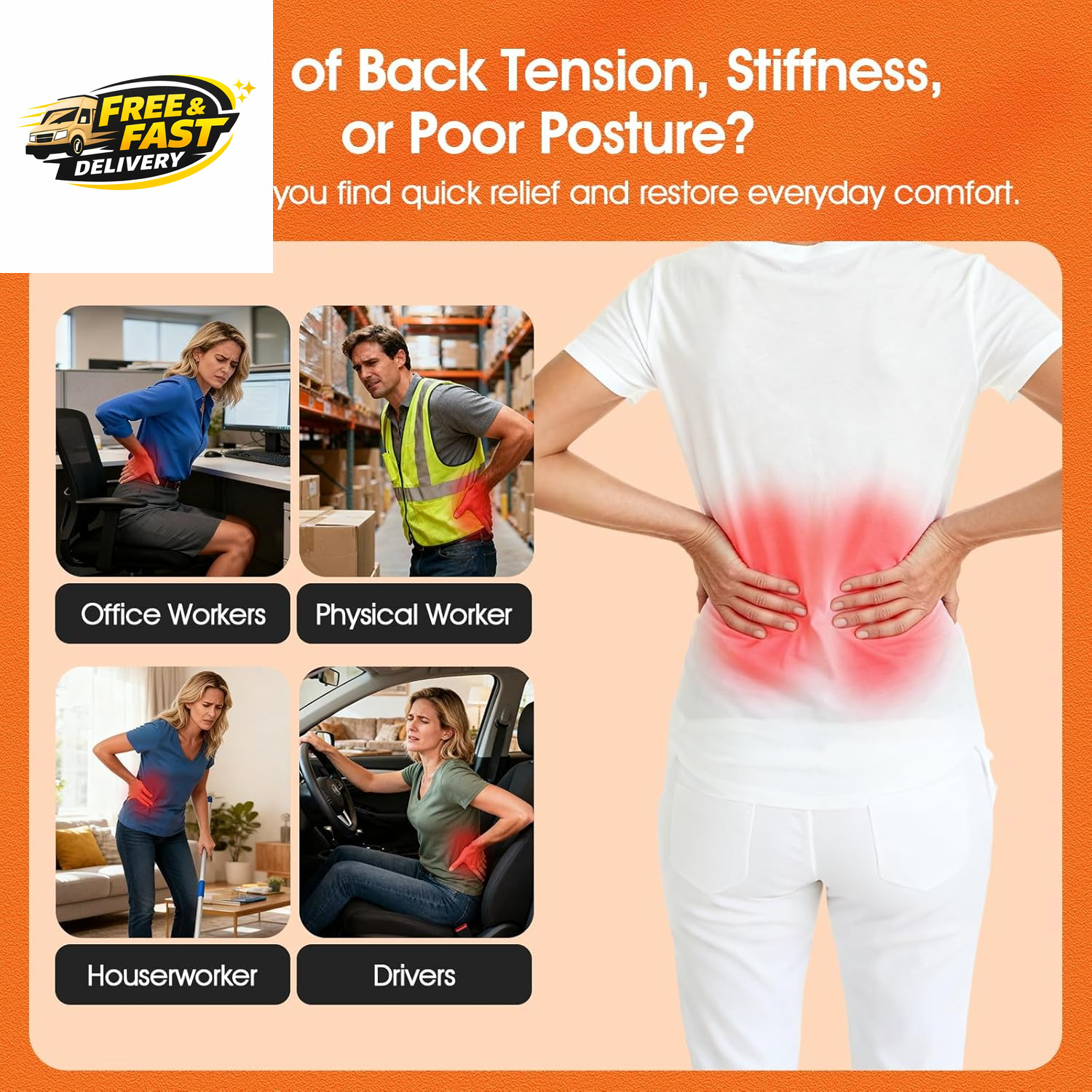 Premium Back Stretcher for Lower Back Pain Relief – 4-Level Adjustable Lumbar Su