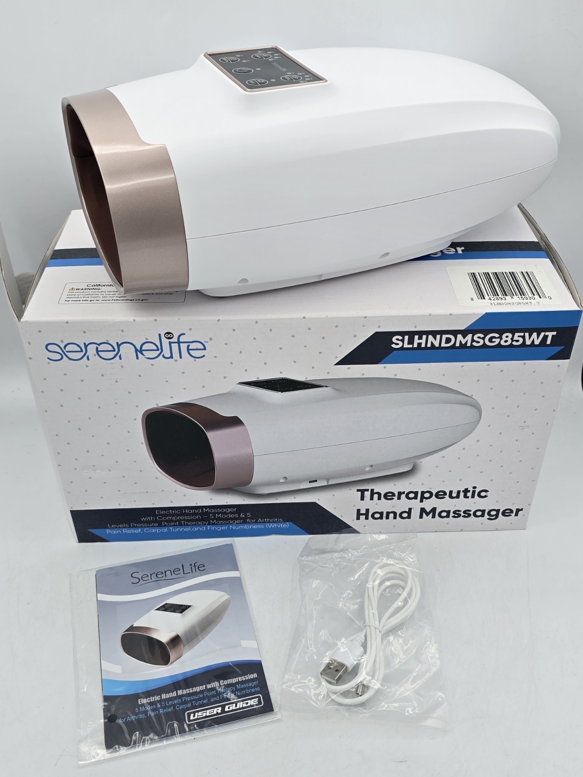 Cordless Hand Massager with Compression & Heat Arthritis Carpal Tunnel 5 Modes