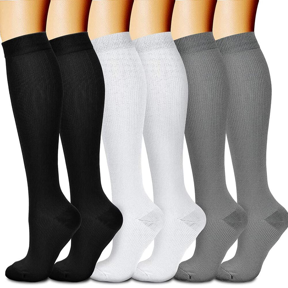 6 Pair Men’s Compression Dress Socks 20-30 mmHg Knee High Medical Pressure Socks