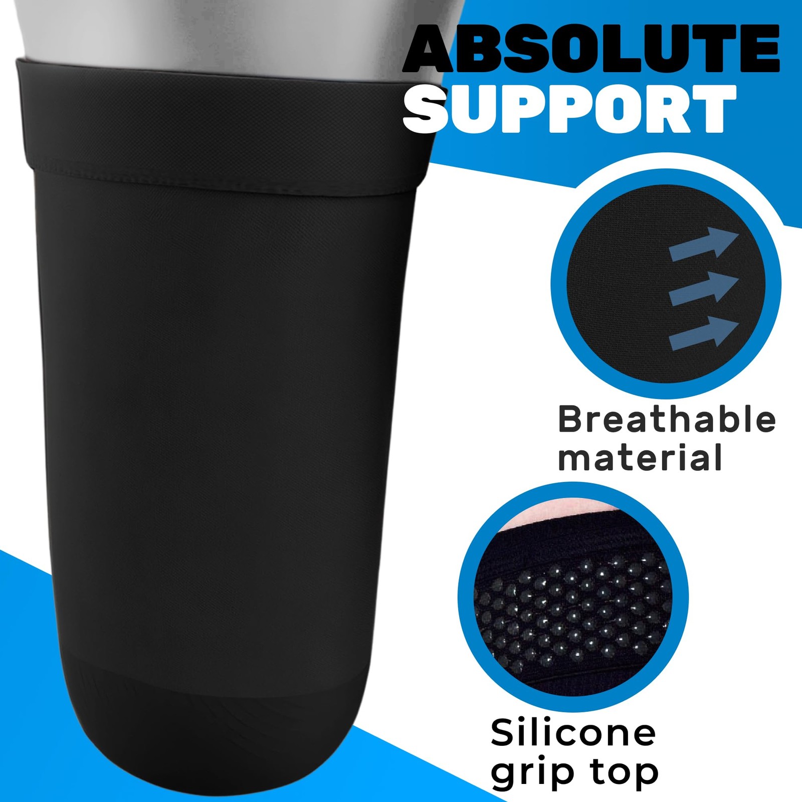 ABSOLUTE SUPPORT Above Knee Stump Shrinker, Amputee Compression Medium, Black