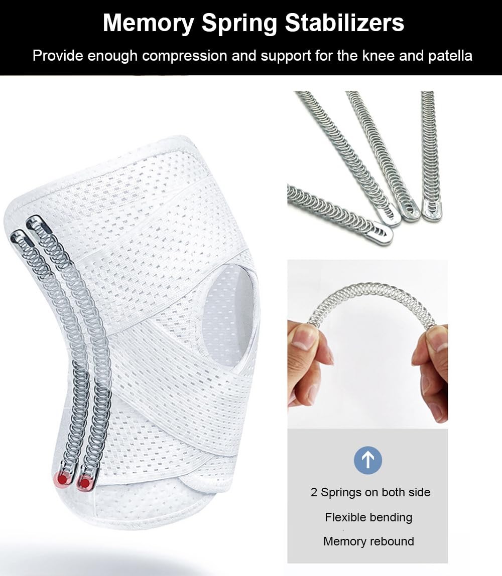 Knee Brace Adjustable Compression Support with Stabilizers for Pain Relief