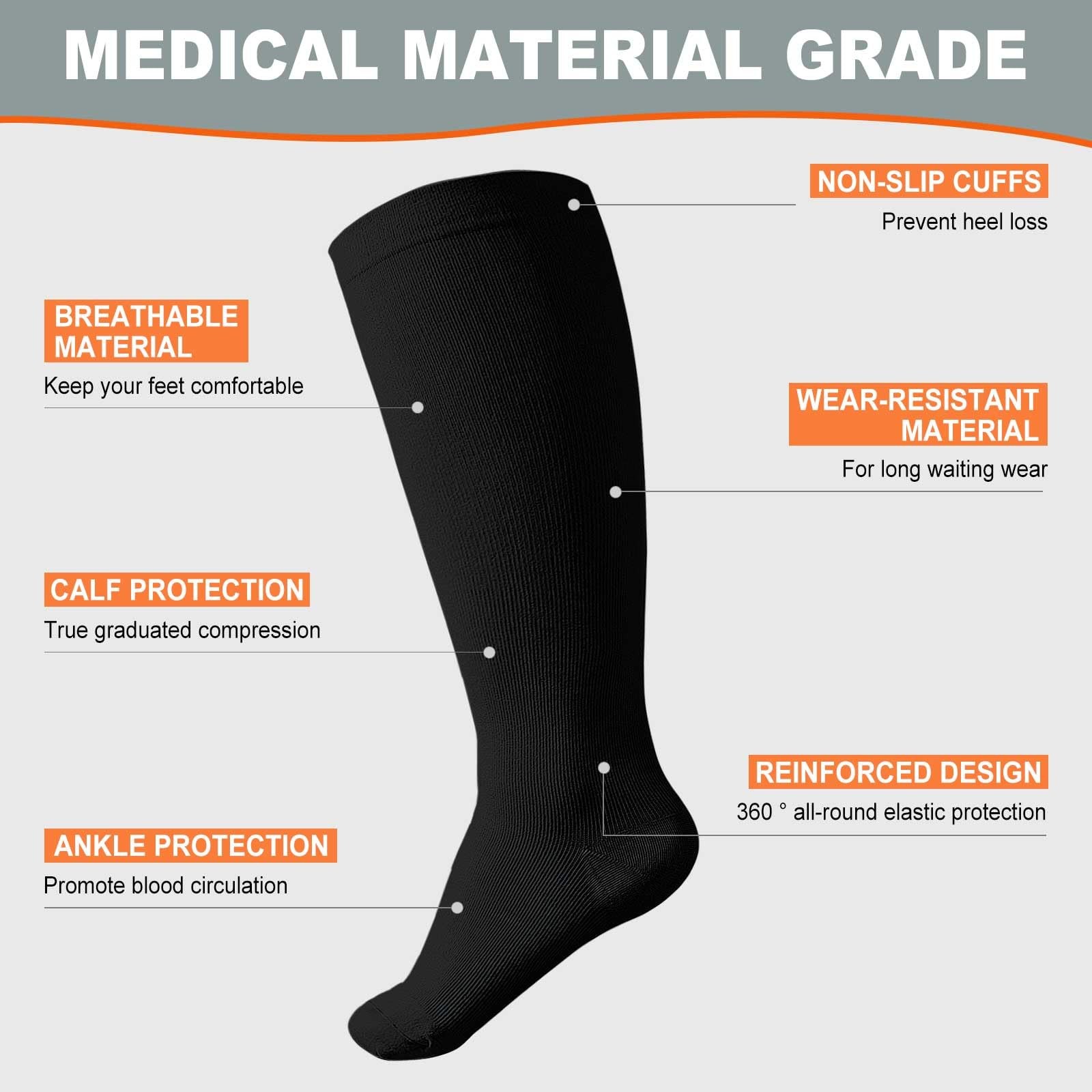 3 Pairs Plus Size Compression Socks: Wide calf Compression Stockings for Men …