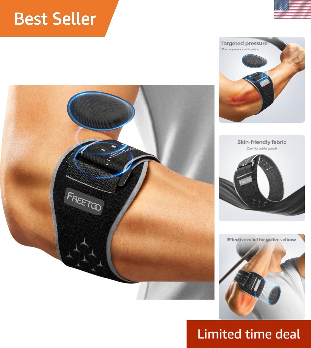 Elbow Brace Tennis Elbow Support Tendonitis Golfers Epicondylitis Relief