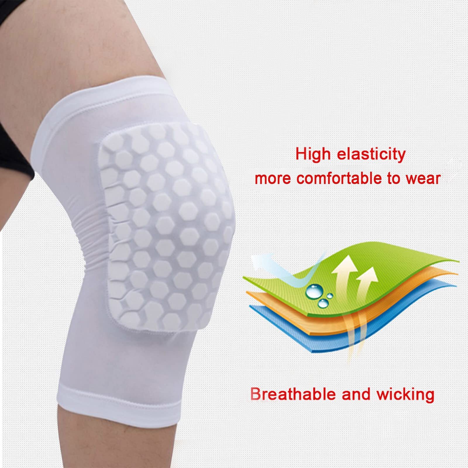 Knee Compression Pads Basketball Volleyball Honeycomb Padding Non-Slip 1 Pair