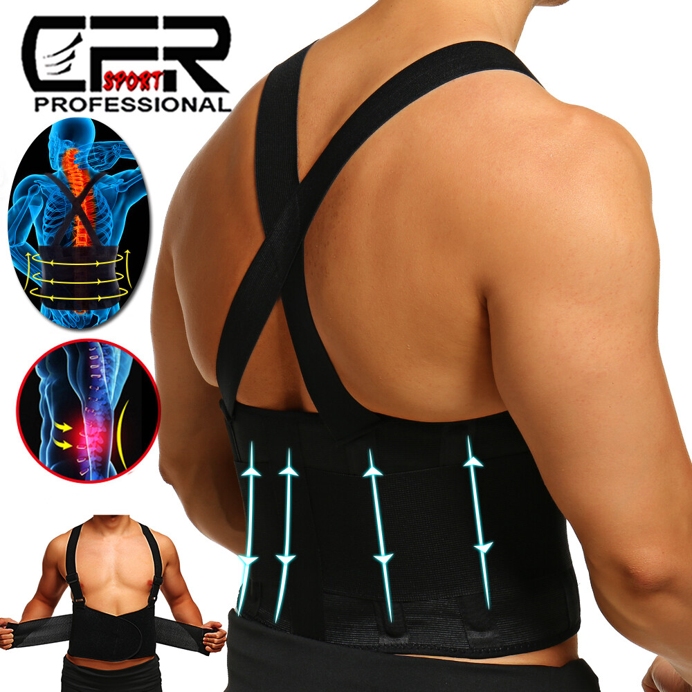 Adjustable Back Brace Lumbar Support Belt with Suspenders Heavy Duty Weight Lift
