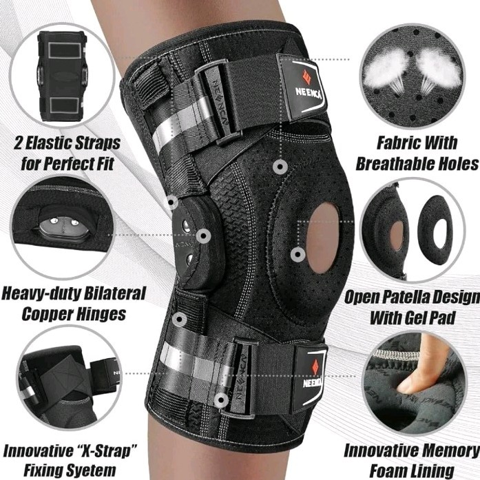 4-XL NEENCA Knee Brace, Hinged Knee Stabilizer Support Sleeve for Men, Women