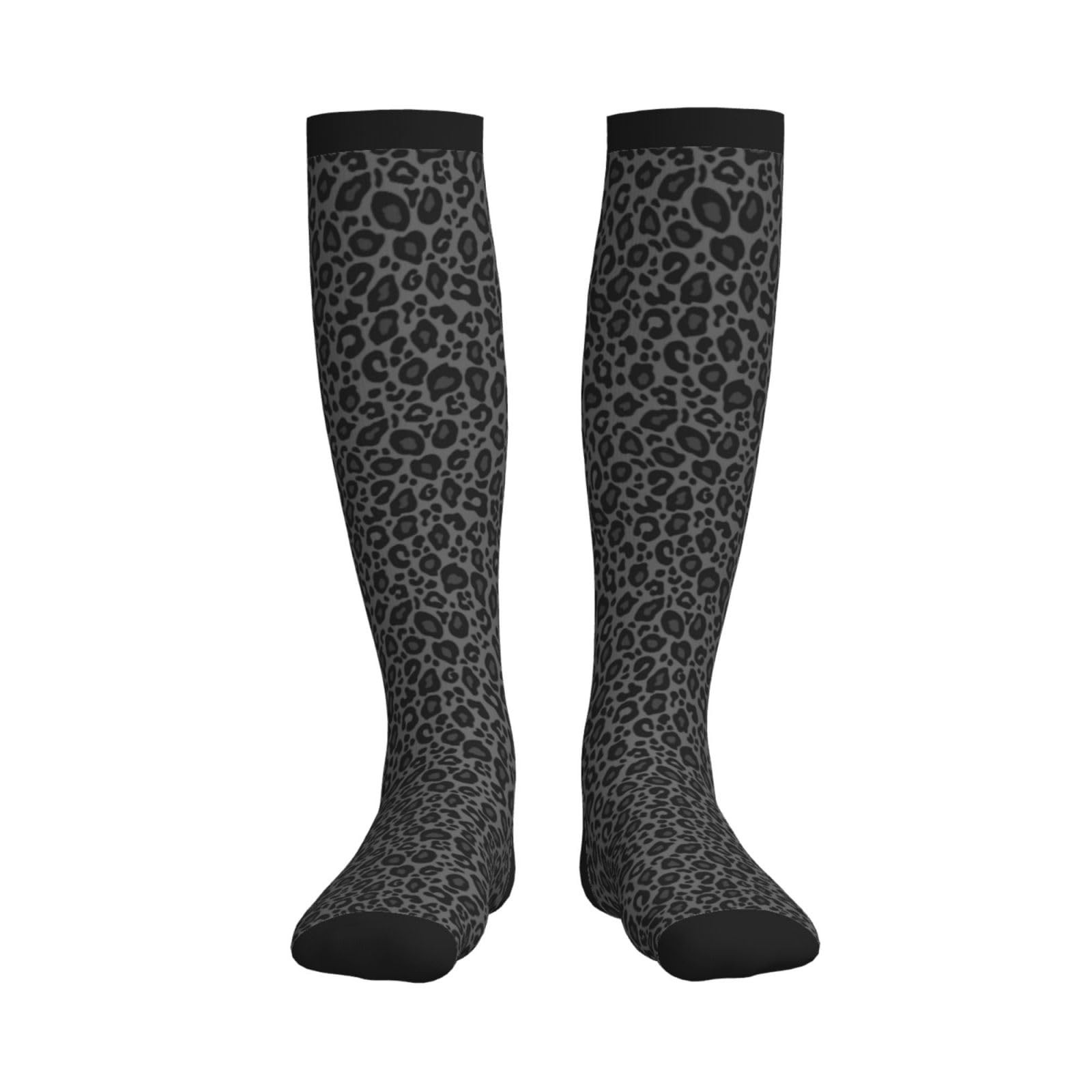Grey Leopard Compression Socks For & Men 15-20 Mmhg, Best For Running, Nursin…