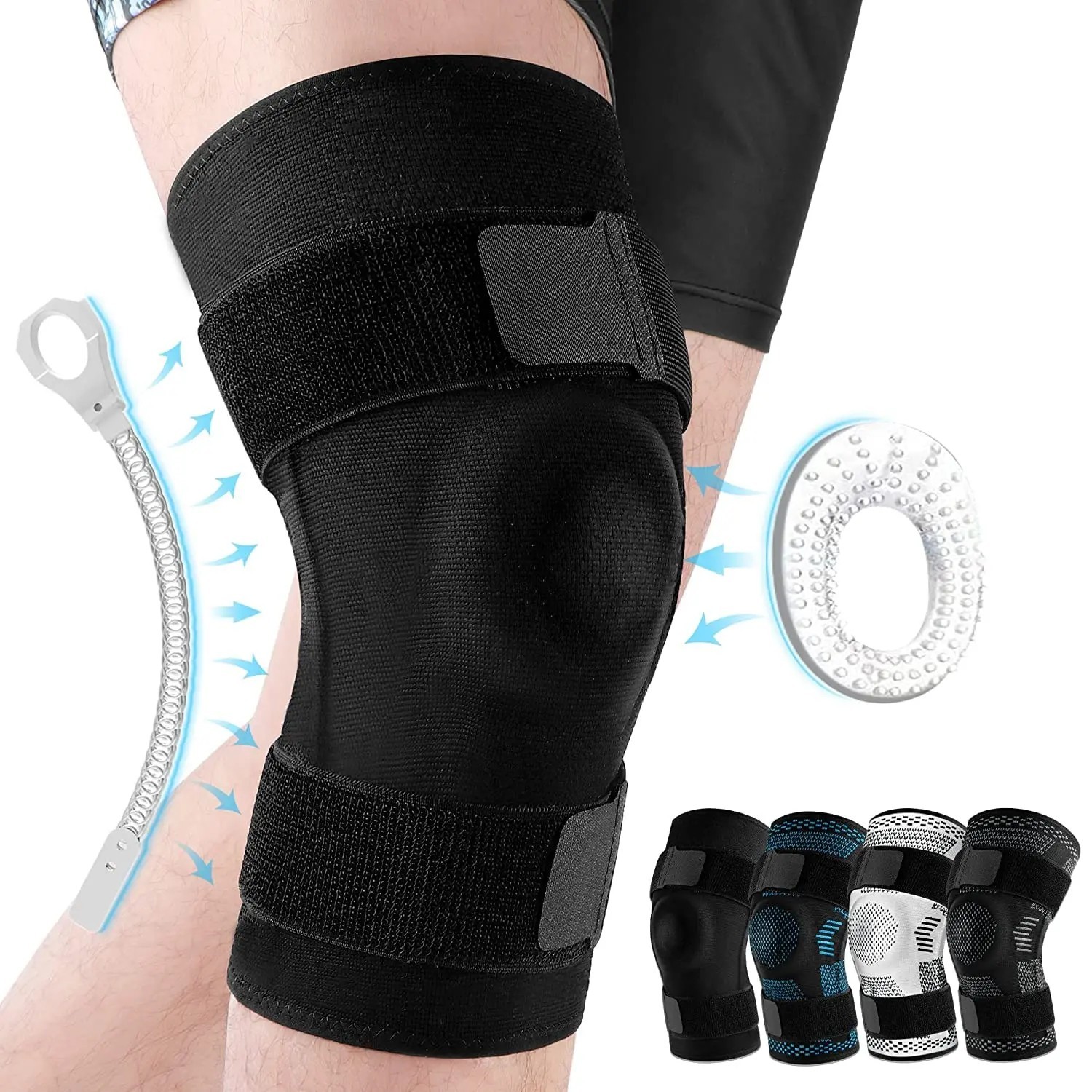 Knee Brace Support Sleeve with Patella Gel & Side Stabilizers for Sports Pain