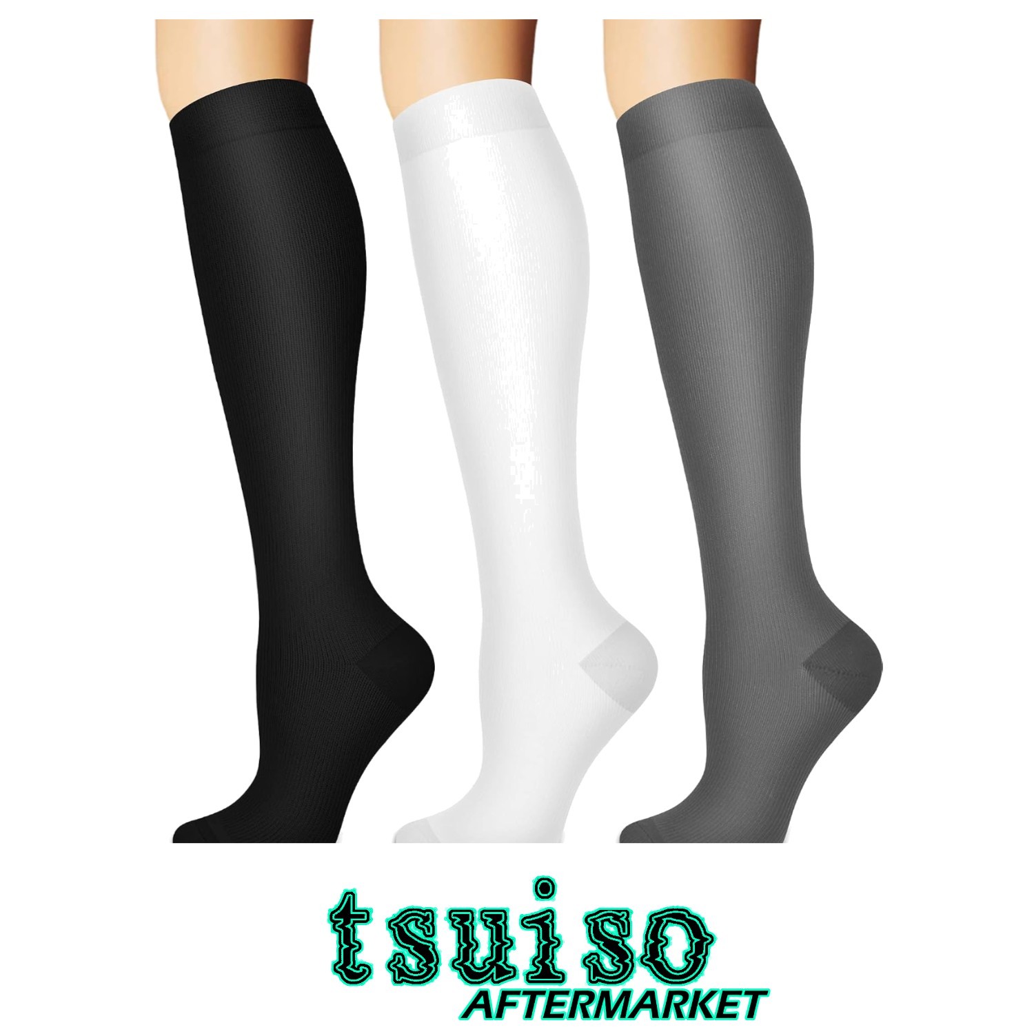 Knee-High Compression Socks for Men & Women – 3 Pairs (Assorted Colors)