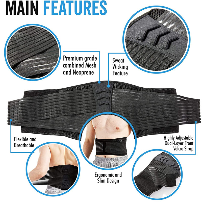 Lower Back Support Lumbar Waist Belt Brace Double Pull Breathable Belt Men Women