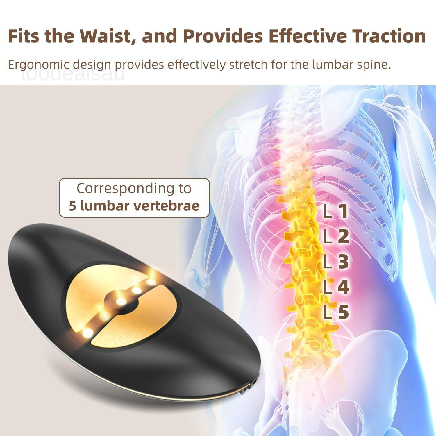 Electric Lumbar Traction Device, Multifunctional Back Medium, golden