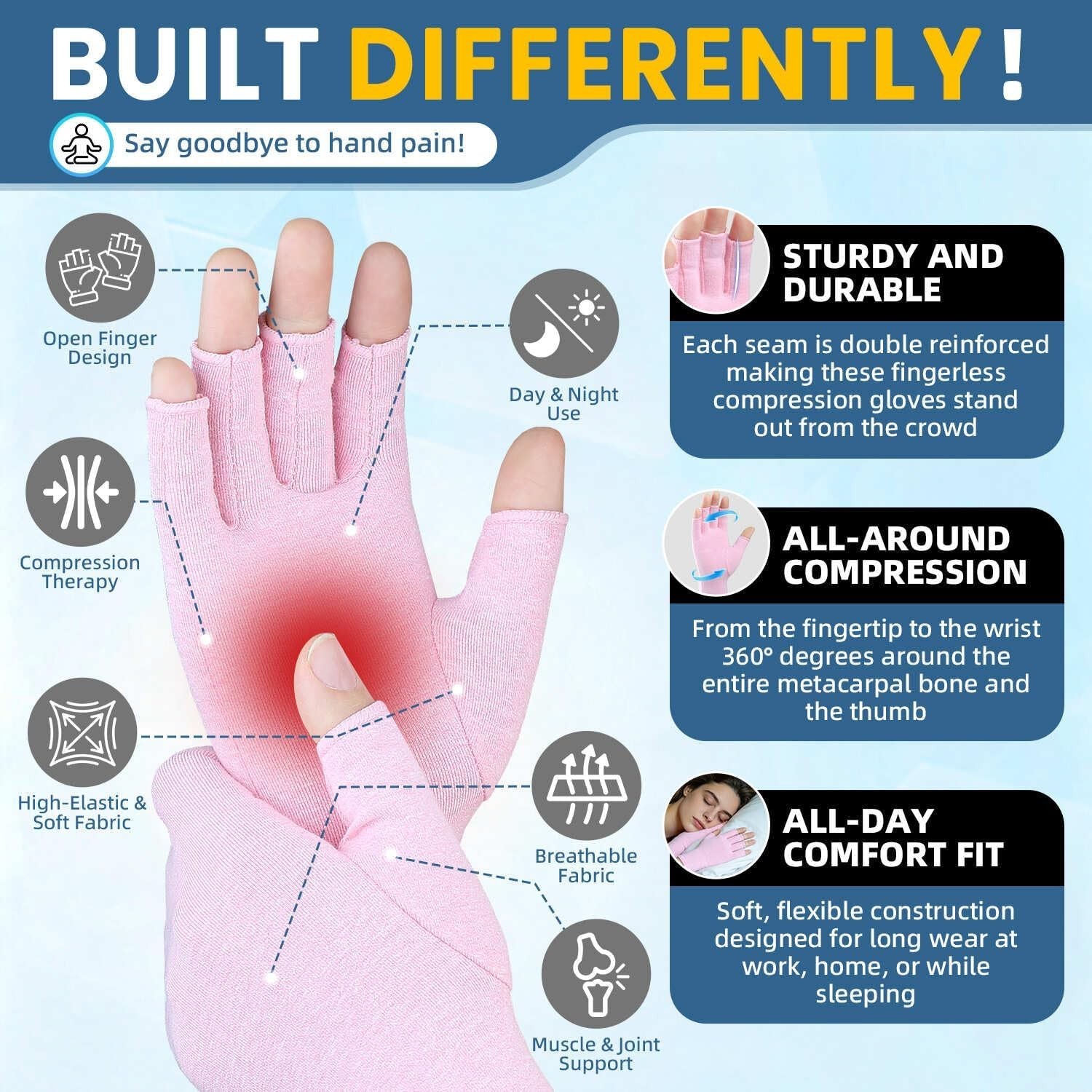 2 Pairs , Hand Compression Gloves for Rheumatoid, Pain Relief, Carpal Tunnel,…