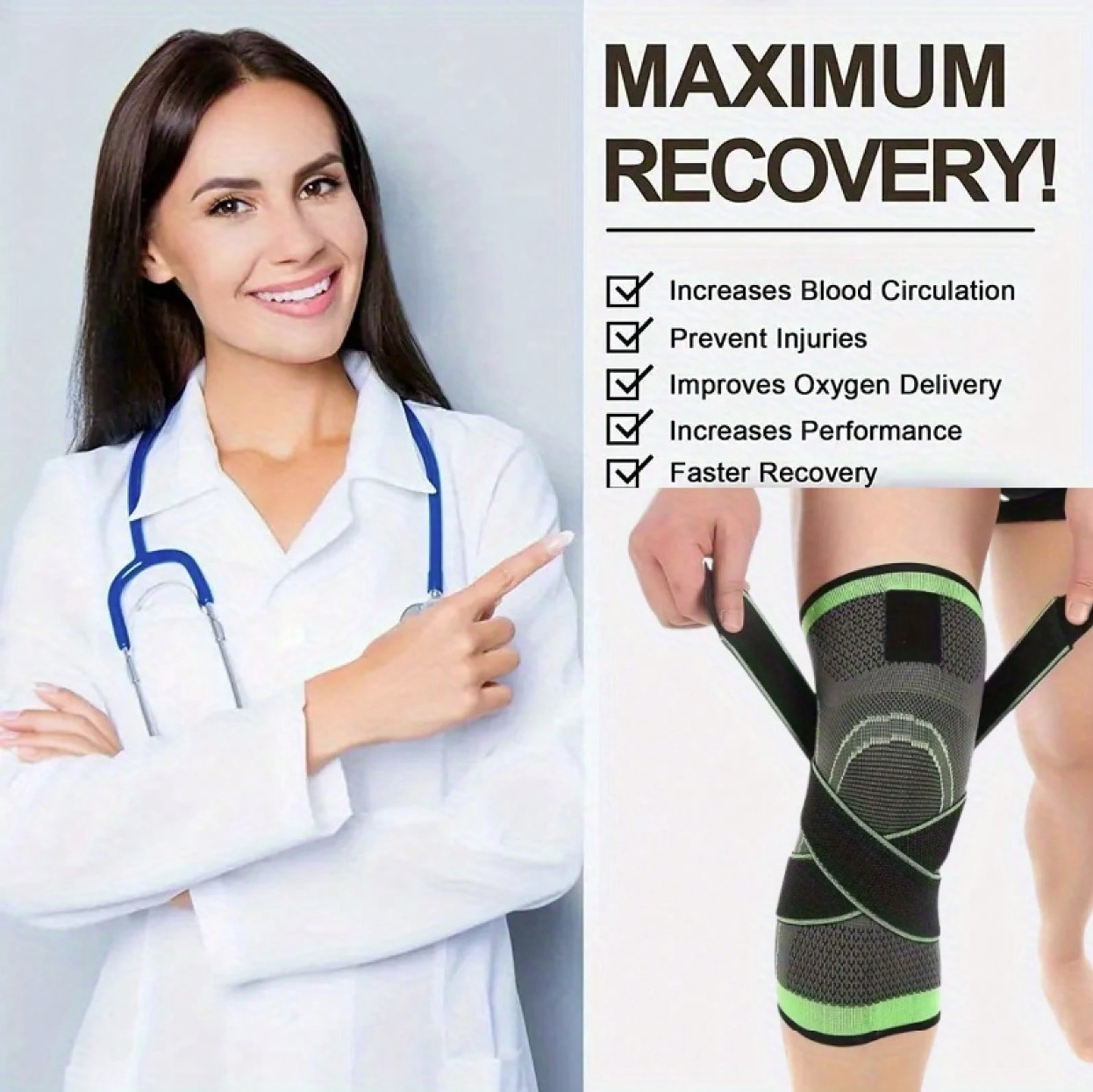 2 Pcs Compression Knee Sleeves Joint Support Sports Fitness Running Gift Unisex