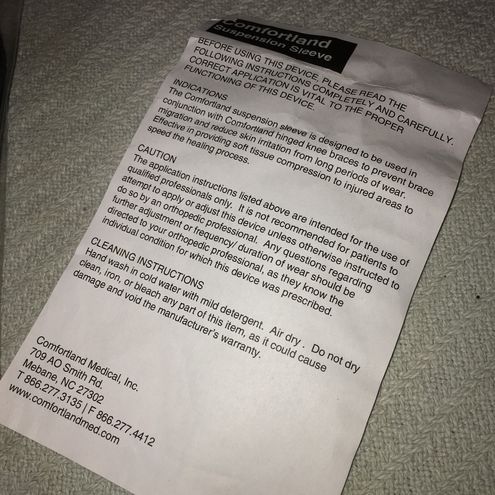 New Sealed Comfortland Medical Black Suspension Sleeve CK‑007