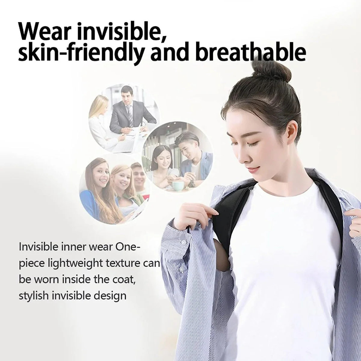 Posture Corrector Back Support, Adjustable Non-Slip for Daily Use (Black)