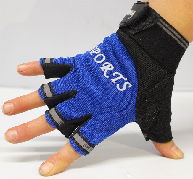 Unisex Lycra Half Finger Workout Glove Color Blue
