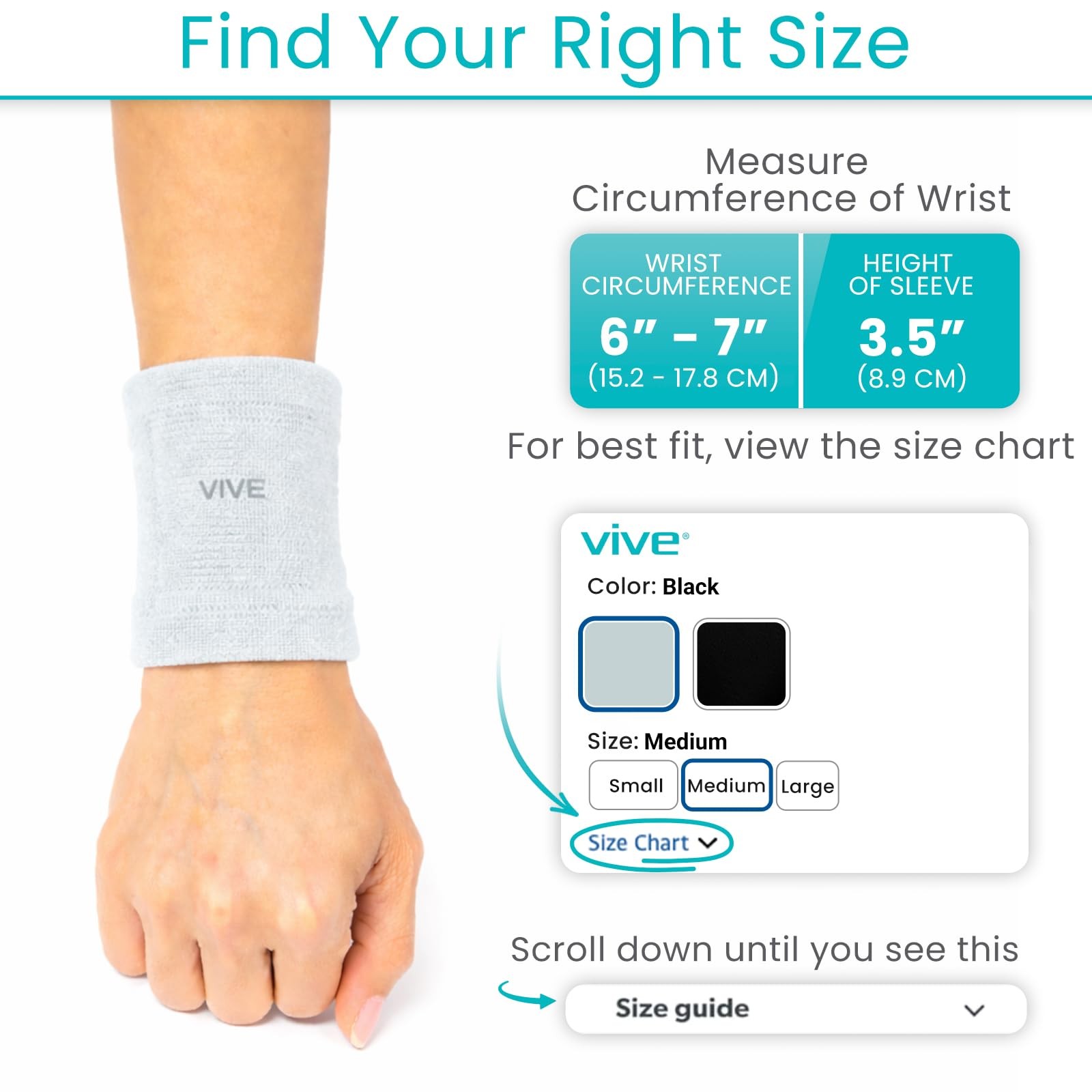 Vive Wrist Compression Sleeves for Women and Men (Pair) – Elastic Support Wri…