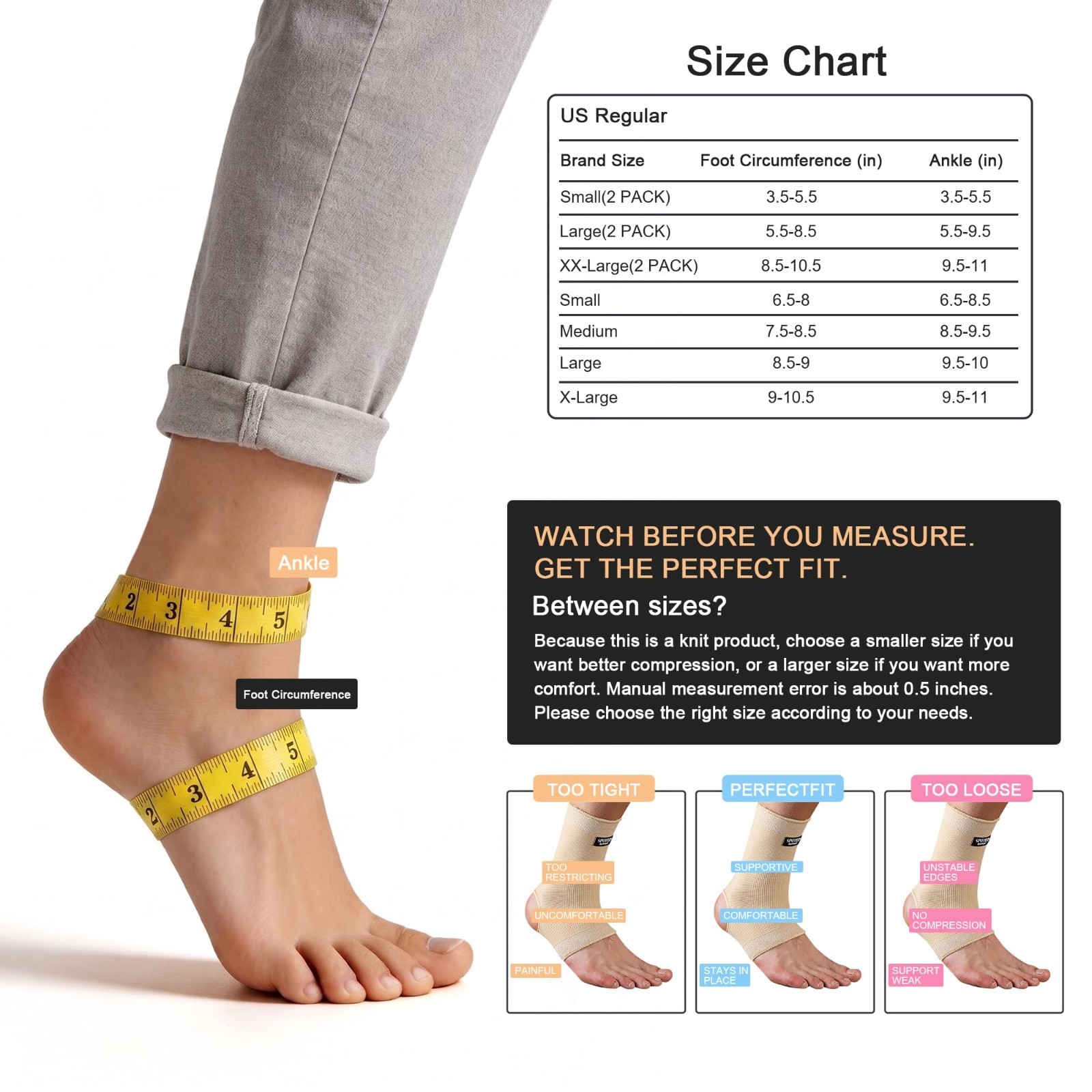 Ankle Brace Compression Sleeve (2 Pack) – Breathable Support for Swelling, Plant