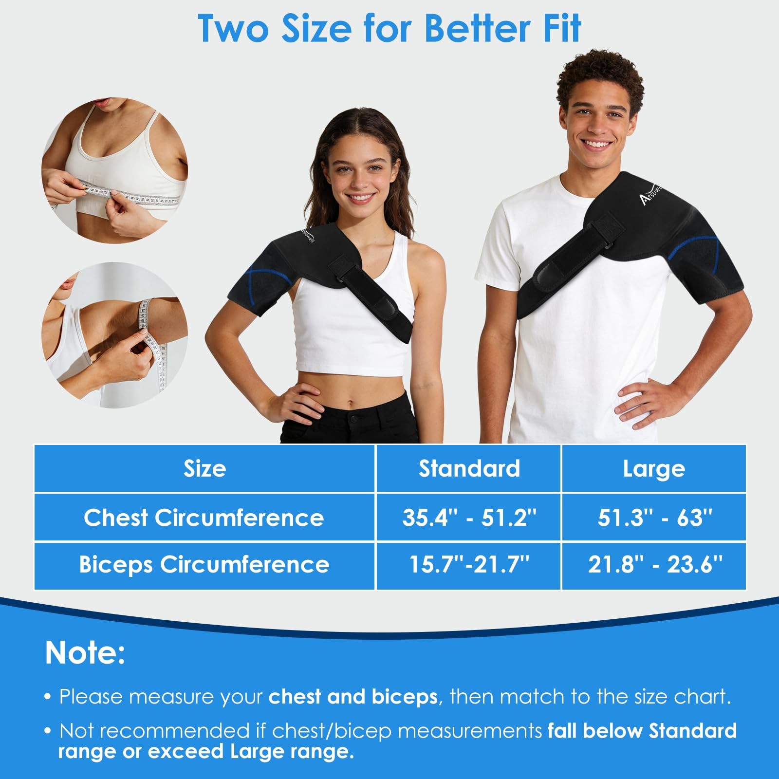Atsuwell Shoulder Ice Pack Wrap, Supportive Brace Standard, Black