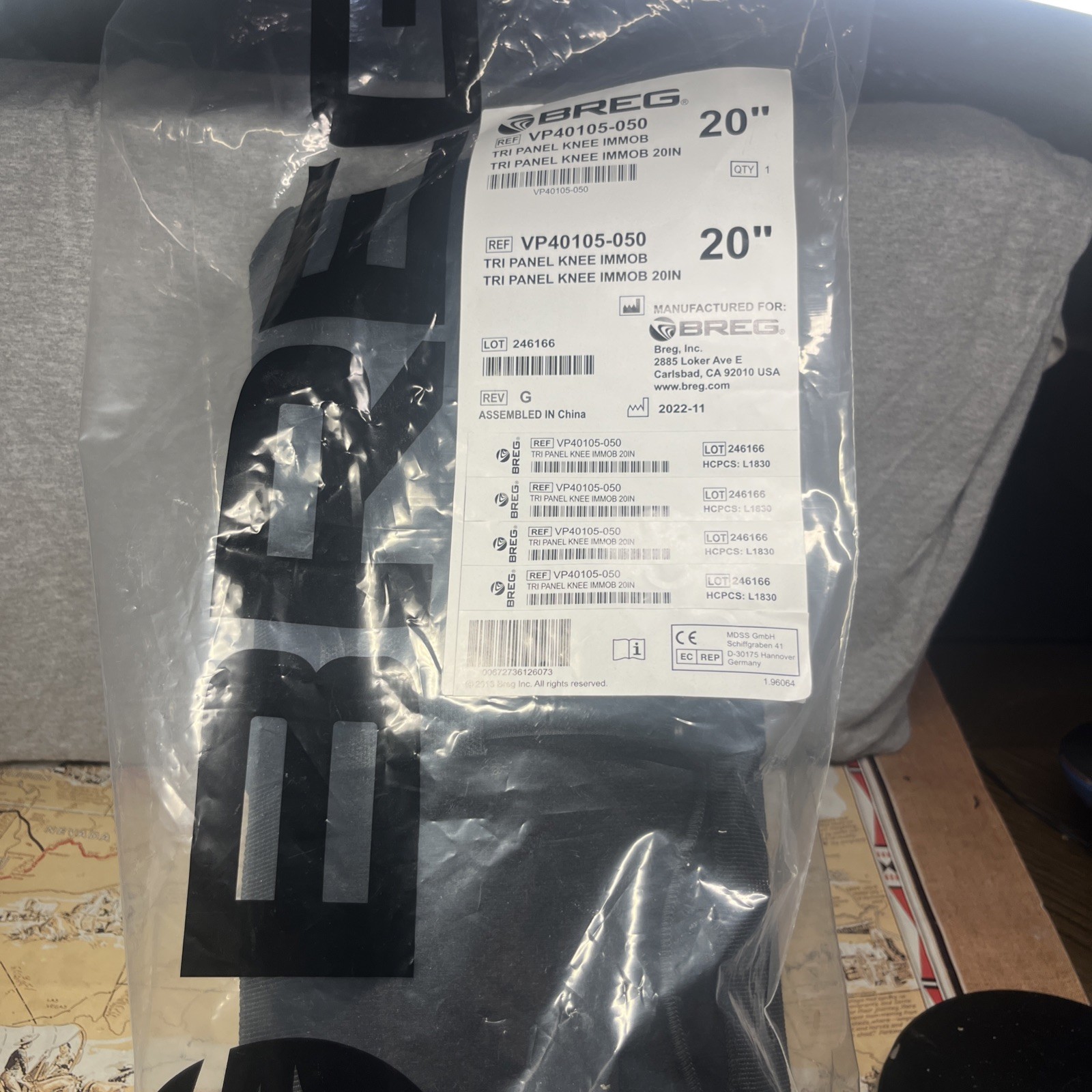 NEW BREG TrI Panel Knee Immobilizer 20” VP40105-050 NEW FREE SHIPPING