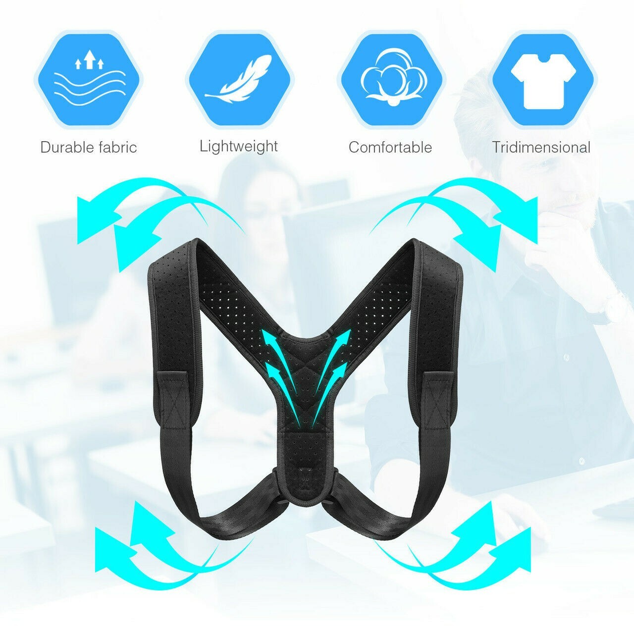 True Fit Posture Corrector Belt Adjustable Back Brace Straightener For Men Women